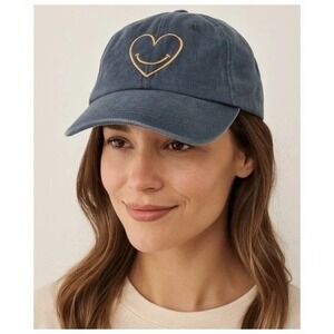 Cinq à Sept Denim Dad Hat Embroidered Heart Adjustable Cap Blue Cotton OSFM